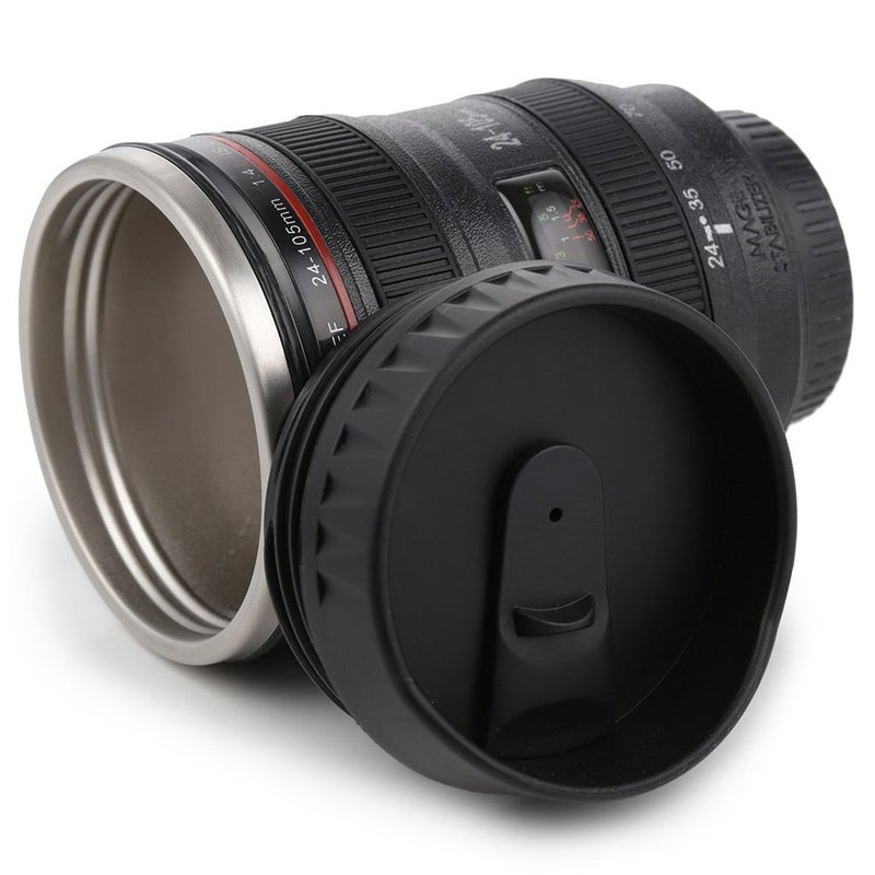 N M Z Lens Camera Shaped Cups with Lid Mugs Tea Cup Travel Vacuum Flasks Novelty Gifts GlassesBlack Colour 1 pc - Image 2