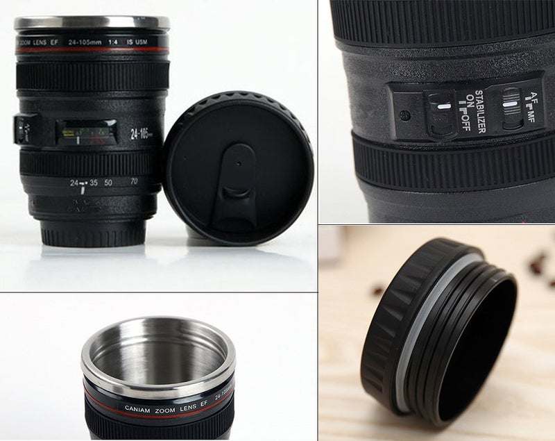 N M Z Lens Camera Shaped Cups with Lid Mugs Tea Cup Travel Vacuum Flasks Novelty Gifts GlassesBlack Colour 1 pc - Image 4