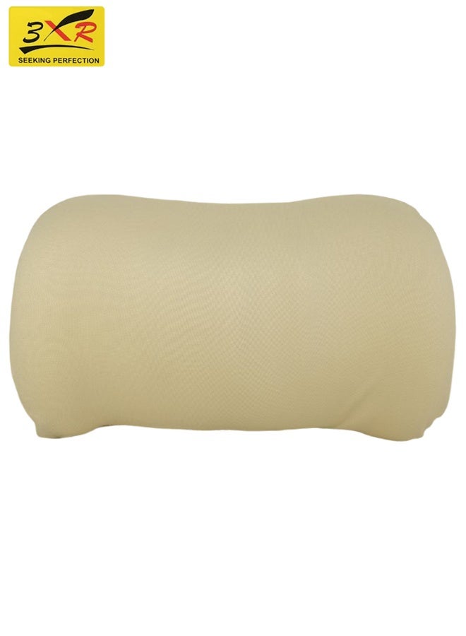 3 اكس ار وسادة دعم قطنية فاخرة من إسفنج الذاكرة 3XR للسيارة أو المكتب أو المنزل - تصميم مريح على شكل حرف C، وراحة محيطية، وحزام قابل للتعديل، وغطاء قابل للإزالة/الغسل (بيج/بني فاتح) - Image 2