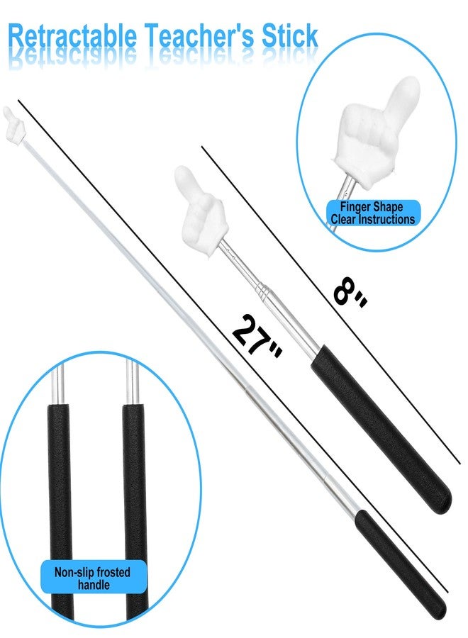 aeloer 2Pcs Telescopic Teachers Pointer, Mini Pointer Finger Stick for Classroom, Retractable Hand Pointer for School Presentations (Black) - Image 3