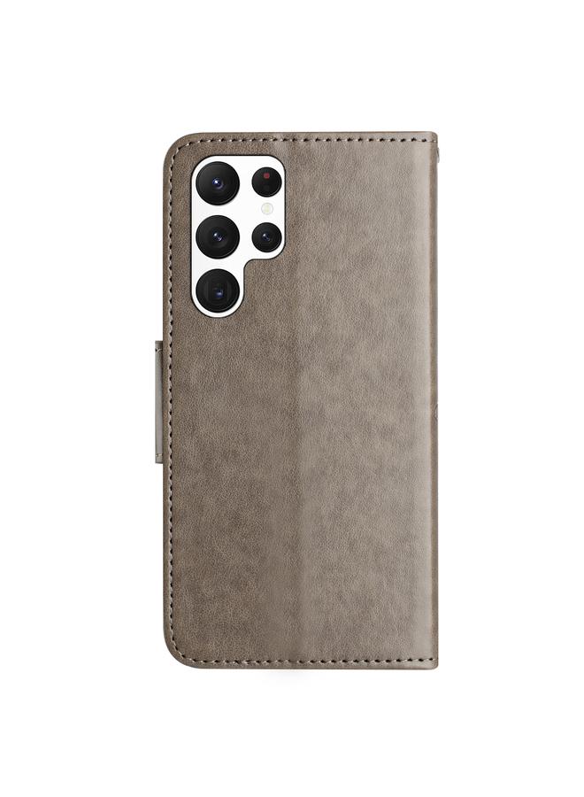 S-TOP Case For Samsung Galaxy S24 Ultra 5G Butterfly Flower Pattern Flip Leather Phone Case - Image 3