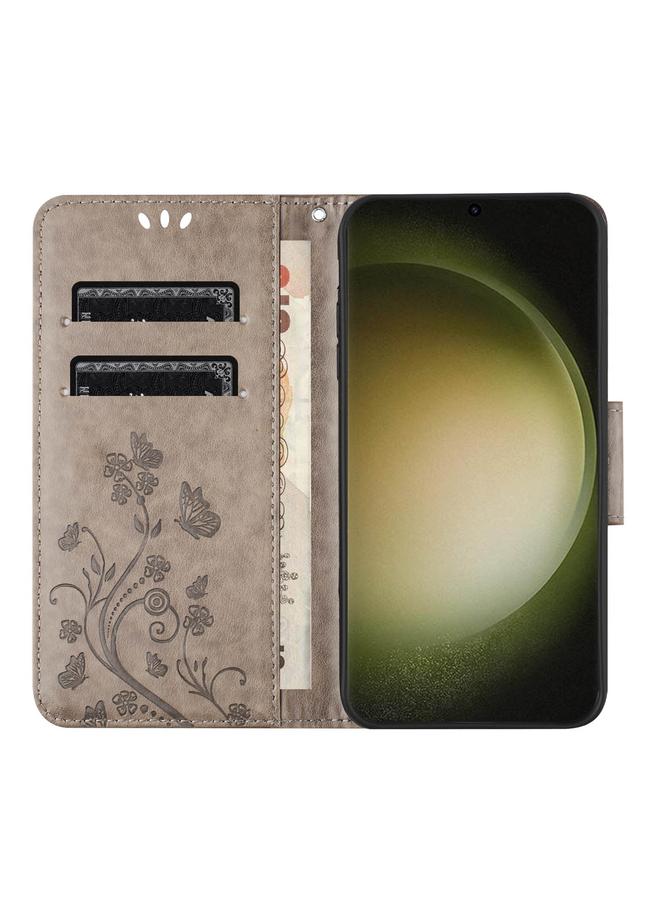S-TOP Case For Samsung Galaxy S24 Ultra 5G Butterfly Flower Pattern Flip Leather Phone Case - Image 4