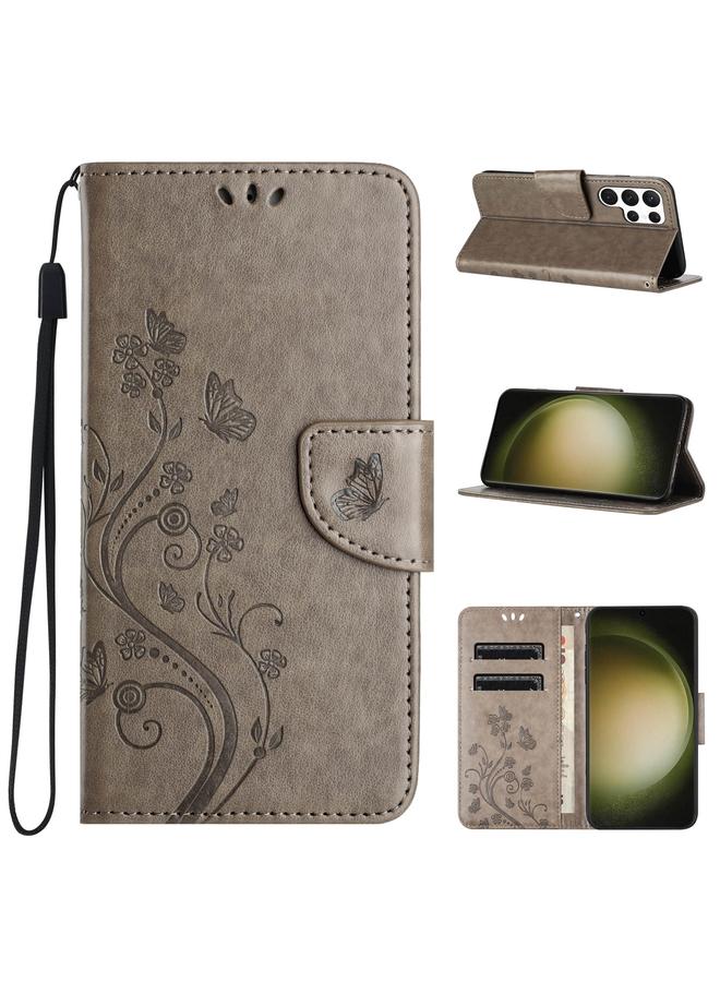 S-TOP Case For Samsung Galaxy S24 Ultra 5G Butterfly Flower Pattern Flip Leather Phone Case - Image 1