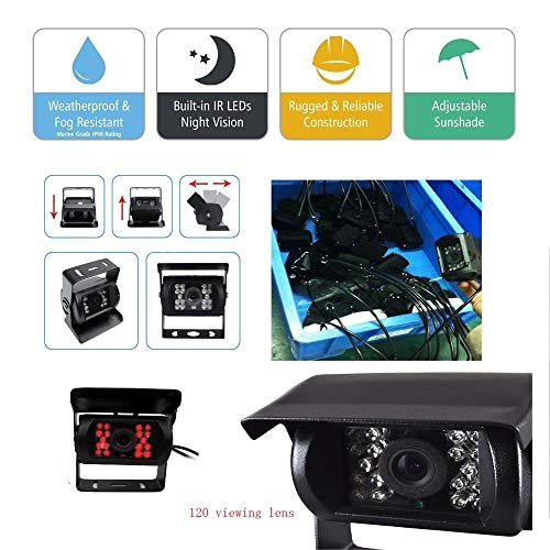 Camecho DC 12V 24V Vehicle Backup Camera System 2 x Rear View Camera Support Night Vision Waterpoof & 7" Monitor with Dual 34ft AV Cables Hardwire for Bus Truck Van Trailer RV Campers - Image 5
