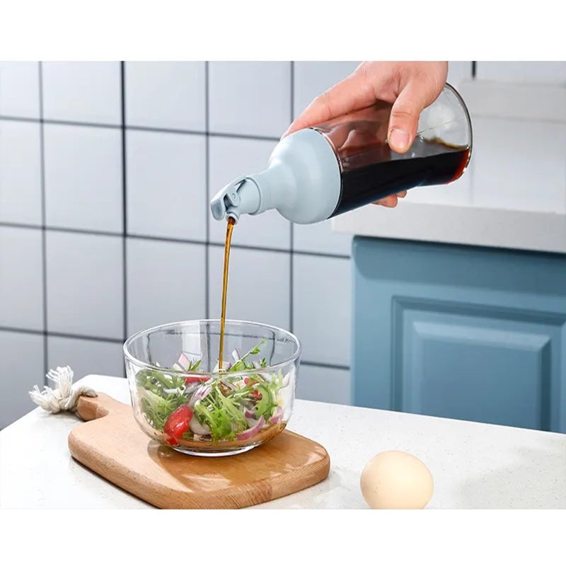Krivety Oil Dispenser Bottle 500ml 17oz Olive Oil For Kitchen NoDrip Glass Cooking Oil DispenserVinegar Cruet Soy Sauce Dispenser SpoutWide OpeningEasy Refill And Cleaning BLUE ROUND - Image 3