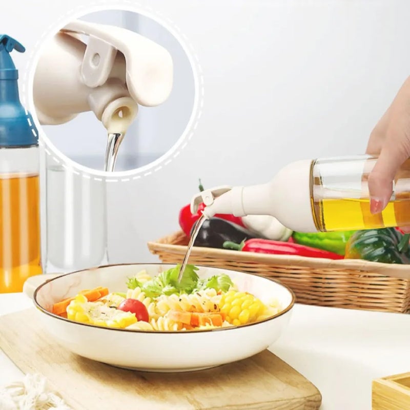 Krivety Oil Dispenser Bottle 500ml 17oz Olive Oil For Kitchen NoDrip Glass Cooking Oil DispenserVinegar Cruet Soy Sauce Dispenser SpoutWide OpeningEasy Refill And Cleaning BLUE ROUND - Image 4
