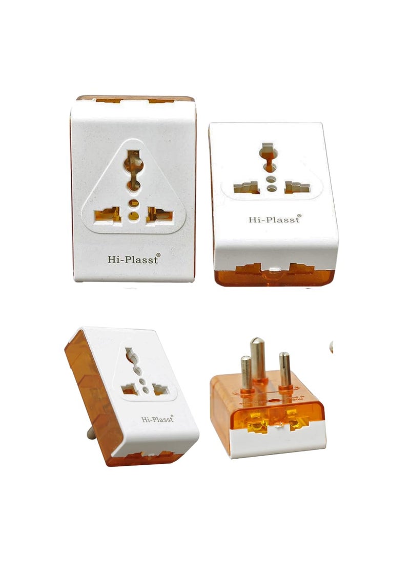 HI PLASST PINS N PLUGS HiPlasst 3pin MultiPlug Adapter Converter Pack of 3 TypeD Travel Universal Multiplug for 2Pin 3Pin Plug Tops Socket Connector for Electric Board US to India Converter Plug  - Image 1