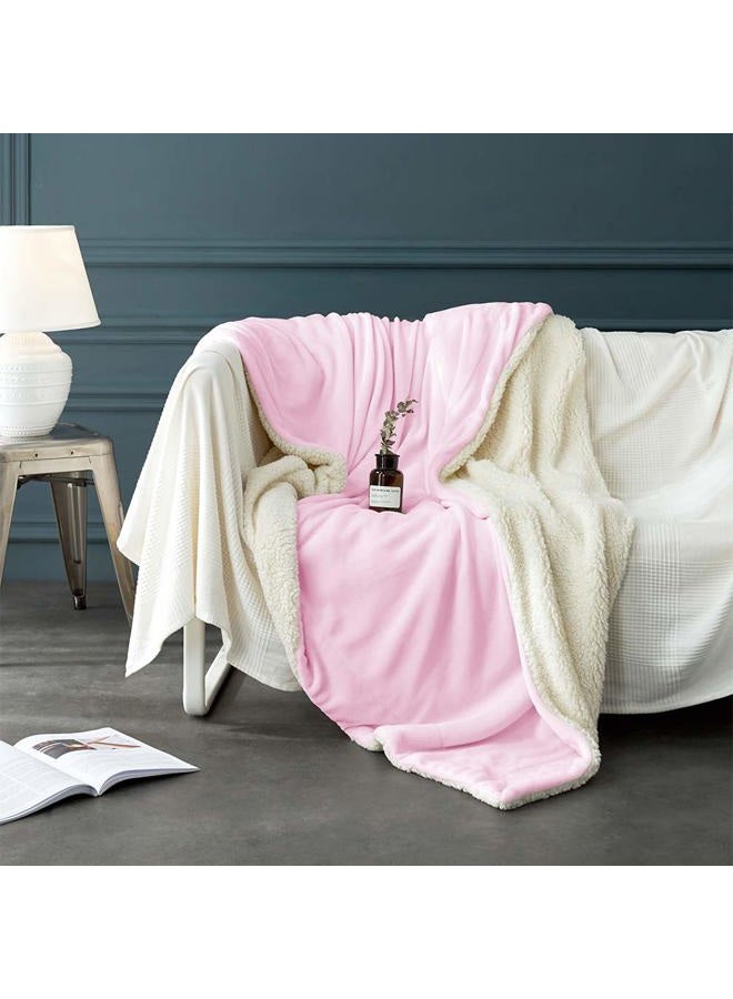 LBRO2M Sherpa Fleece Bed Blanket Queen Size Super Soft Fuzzy Plush Warm Cozy Fluffy Microfiber Couch Throw Velvet Double Reversible Luxurious Blankets,Pink - Image 3