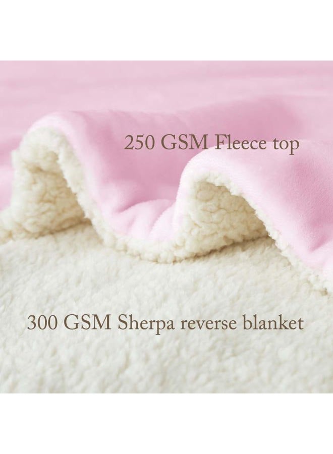 LBRO2M Sherpa Fleece Bed Blanket Queen Size Super Soft Fuzzy Plush Warm Cozy Fluffy Microfiber Couch Throw Velvet Double Reversible Luxurious Blankets,Pink - Image 4