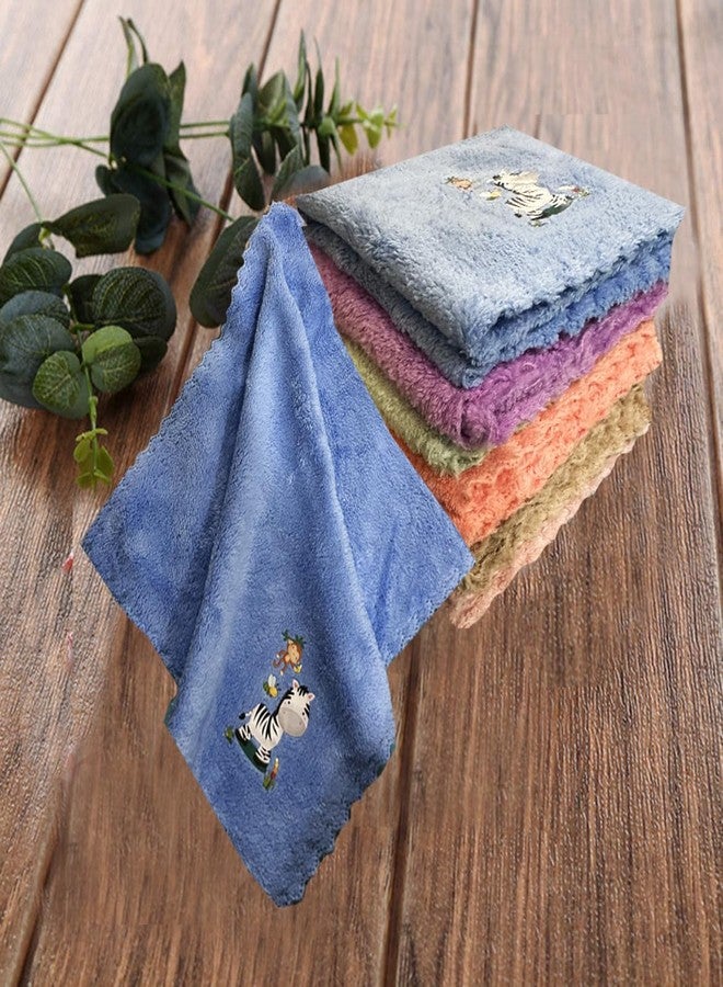 LaVichitra Printed Super Soft Cotton Thick Towel Handkerchiefs Face Hanky, Face Towels, Napkin for Baby, Girls, Kids Multicolor (25x25 cm, Pack of 5) - Image 3