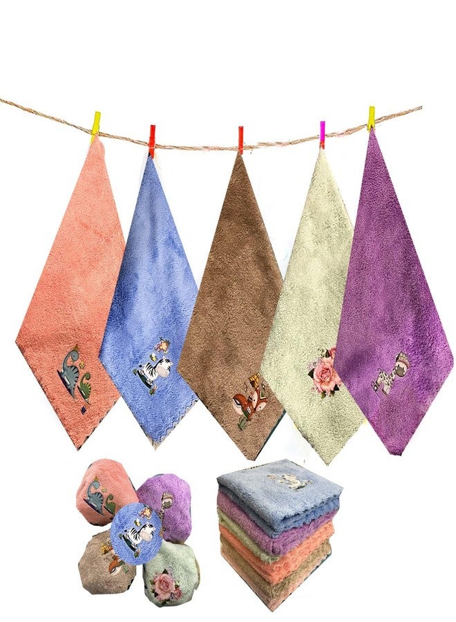 LaVichitra Printed Super Soft Cotton Thick Towel Handkerchiefs Face Hanky, Face Towels, Napkin for Baby, Girls, Kids Multicolor (25x25 cm, Pack of 5) - Image 1
