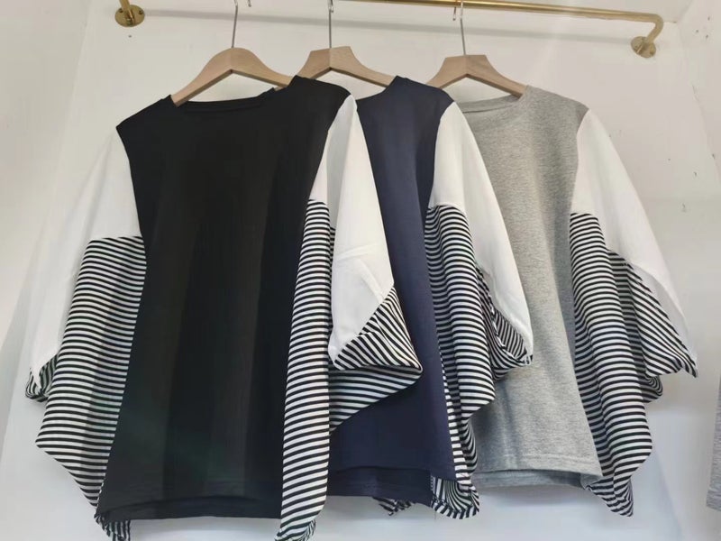 2023 Short-Sleeved Large Size T-Shirt Women'S Fresh Style Fashionable Korean Style Age-Reducing Flying Stripes - Image 4