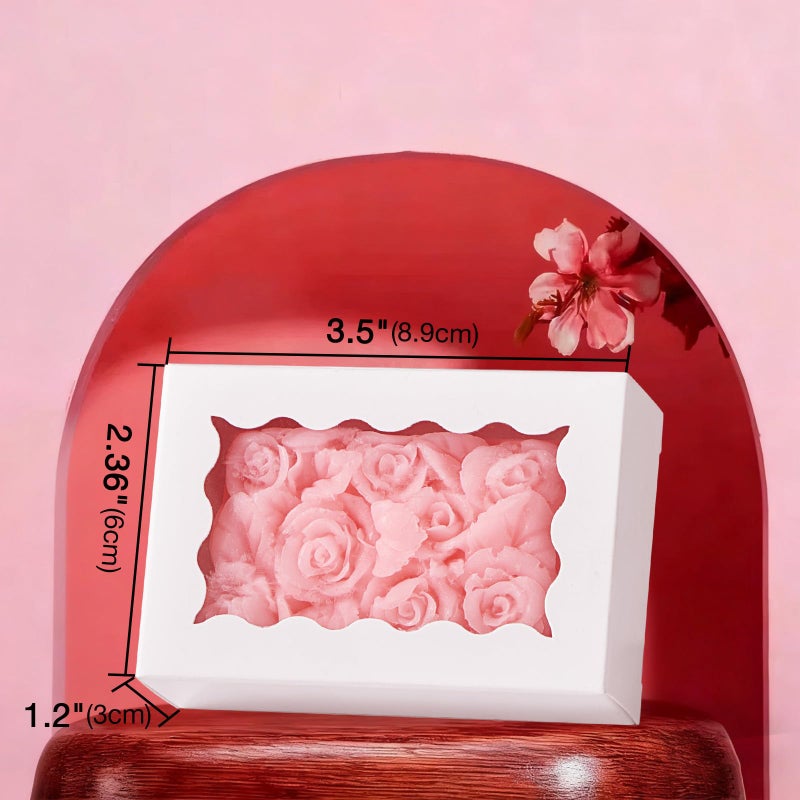 JCXGRVC 100PCS 3.5"x2.36"x1.2" White Soap Boxes, Homemade Soap Packaging Gift Boxes with Window, Small Gift Bakery Boxes for Macarons, Cookies & Candies, Wedding & Birthday Party Favors - Image 2