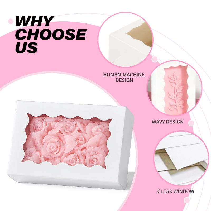 JCXGRVC 100PCS 3.5"x2.36"x1.2" White Soap Boxes, Homemade Soap Packaging Gift Boxes with Window, Small Gift Bakery Boxes for Macarons, Cookies & Candies, Wedding & Birthday Party Favors - Image 3