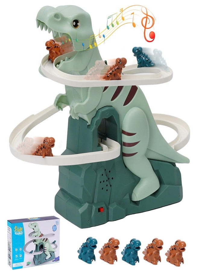 Chidiam Dinosaur Climbing Stairs Toy Orbit Chasing Race Track Game Set Slide Climb Stairs Toys Roller Coaster Toy with Music Light Educational Puzzle Playsets Gift for Toddler Kids Boys Girls Age 3+ - Image 1