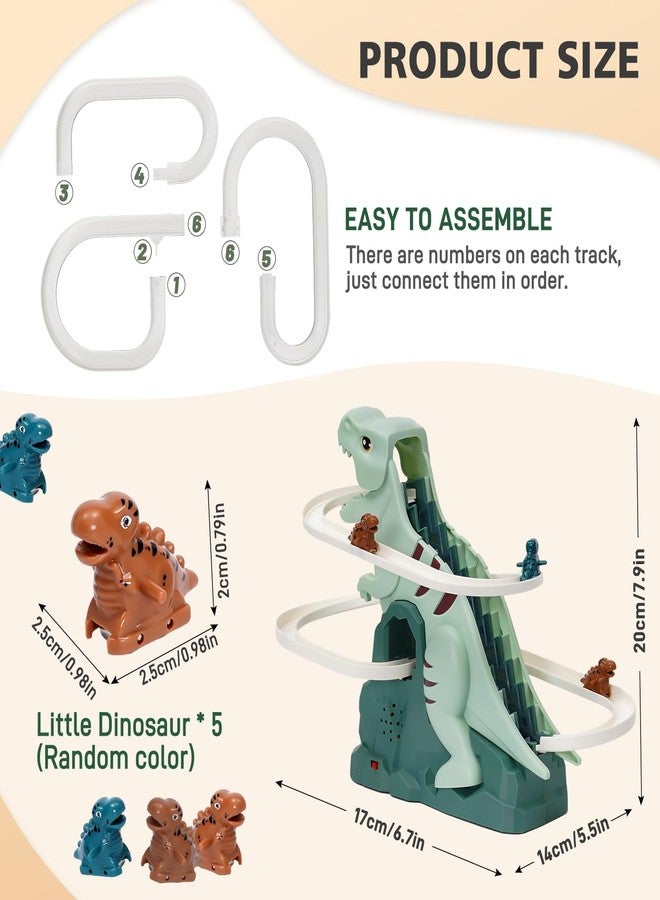 Chidiam Dinosaur Climbing Stairs Toy Orbit Chasing Race Track Game Set Slide Climb Stairs Toys Roller Coaster Toy with Music Light Educational Puzzle Playsets Gift for Toddler Kids Boys Girls Age 3+ - Image 3