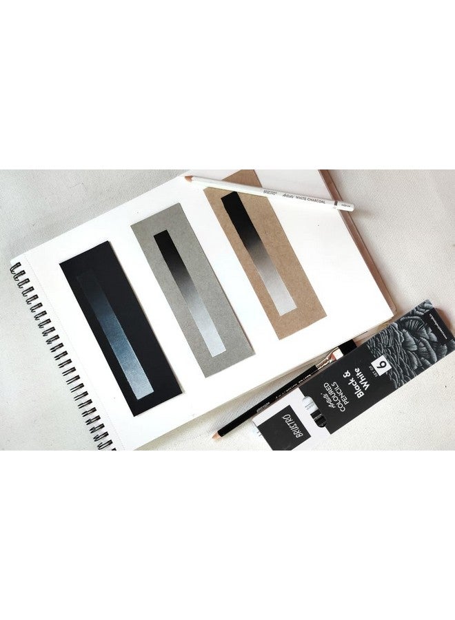 بروسترو أقلام الرصاص الملونة للفنانين من BRUSTRO | باللونين الأبيض والأسود | مجموعة من 6 أقلام (3 باللون الأبيض و3 باللون الأسود) | مثالية للطلاب والبالغين، والتلوين، والرسم، والتظليل، والرسم، والمزج، وفن الماندالا، والمدرسة، والاستخدام المكتبي - Image 4