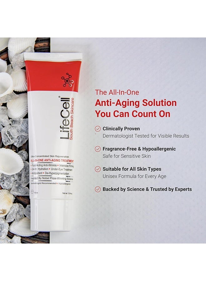 Lifecell South Beach Skincare, All In One Anti-Aging Treatment 75ml / 2.54 OZ, Reduce The Look Of Wrinkles, Fine Lines, Dark Circles And Sun Damage, Includes DMAE, Retinol, Hyaluronic Acid And Vitamin C - Image 5