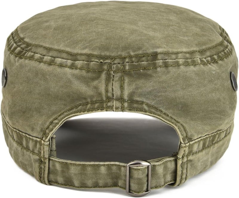 VOBOOM Washed Cotton Military Cadet Army Caps Unique Design Vintage Flat Top Hat - Image 4
