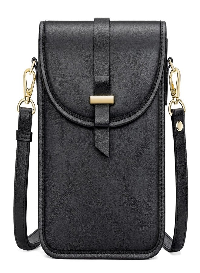 Peacocktion Black Small Crossbody Bags for Women, Cell Phone Purse Leather Wallet with Card Slots - Image 1
