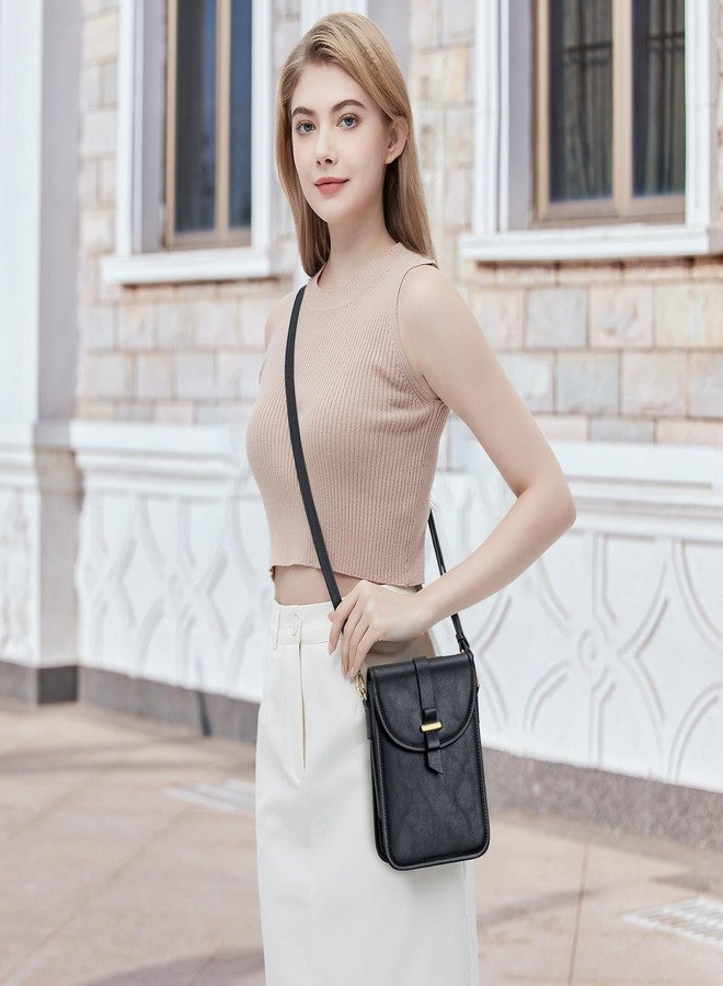 Peacocktion Black Small Crossbody Bags for Women, Cell Phone Purse Leather Wallet with Card Slots - Image 5