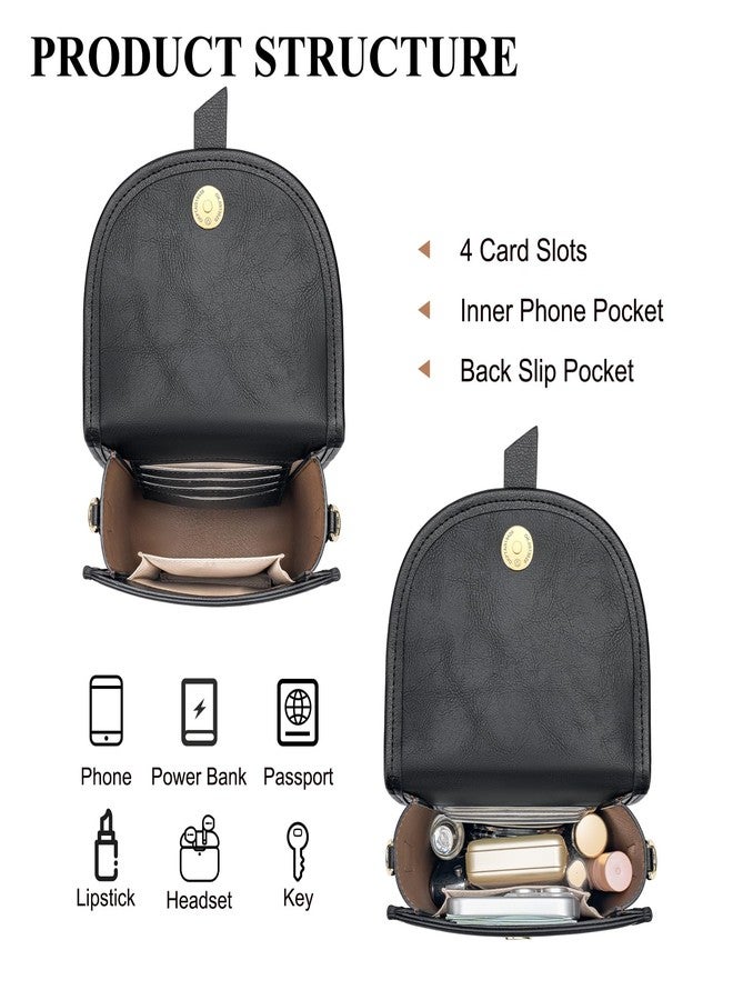 Peacocktion Black Small Crossbody Bags for Women, Cell Phone Purse Leather Wallet with Card Slots - Image 2