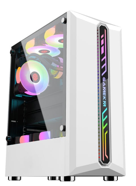 Computer Cases, Mid-Tower PC Gaming Case ATX/M-ATX/ITX - Front I/O USB 3.0 Port - Acrylic Glass Side Panel - Water-Cooling Ready - RGB Light Bar