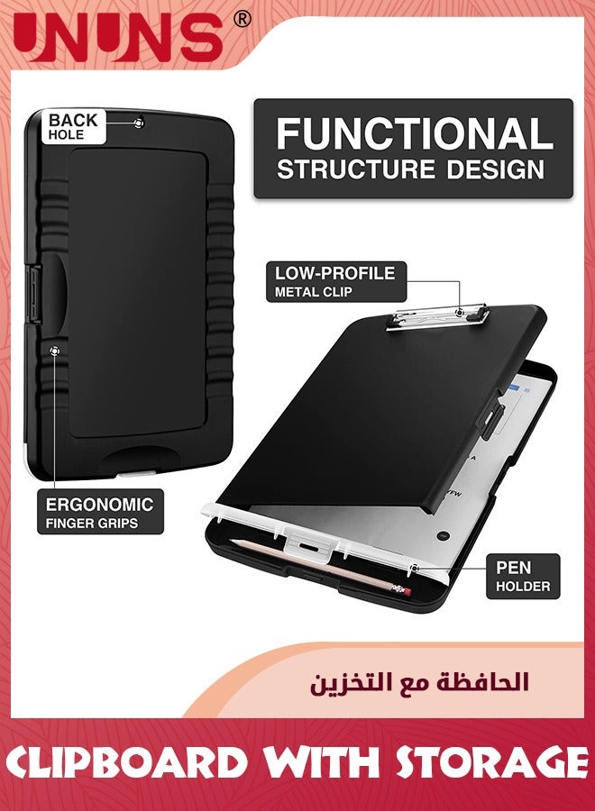 UNUNS A4 Clipboards,Folder Clipboard With Storage,Plastic Clipboard With Pen Holder,File Binder Clipboard Case,Waterproof Nursing Clipboards Foldable Document Case For Office Work,Black - Image 3
