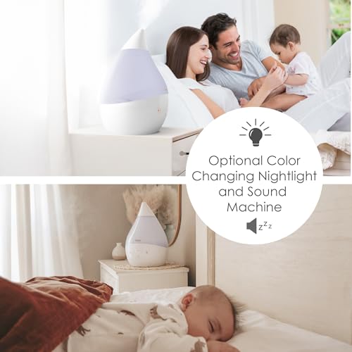 Crane 4-in-1 White Drop Ultrasonic Cool Mist Humidifier with Sound Machine, Night Light, Aroma Tray, 1 Gallon Top Fill White - Image 5
