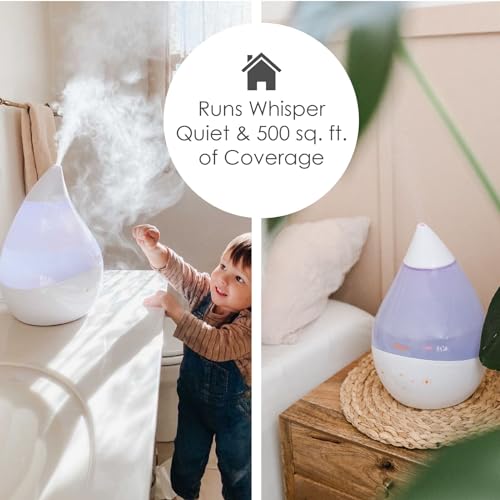 Crane 4-in-1 White Drop Ultrasonic Cool Mist Humidifier with Sound Machine, Night Light, Aroma Tray, 1 Gallon Top Fill White - Image 4