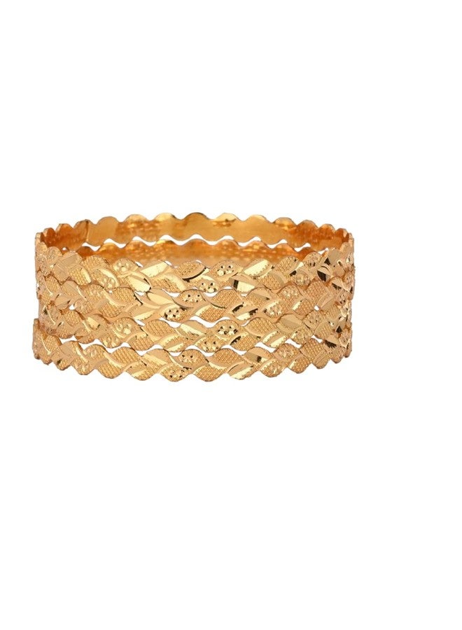 1st Time Stylish Brass Bangle/Kada- Perfect For Party, Celebrations, Wedding & Functions, Gold, Pack Of 4- C7 - Image 4