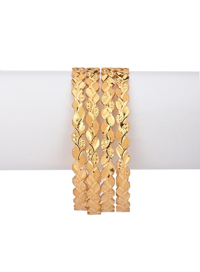 1st Time Stylish Brass Bangle/Kada- Perfect For Party, Celebrations, Wedding & Functions, Gold, Pack Of 4- C7 - Image 3