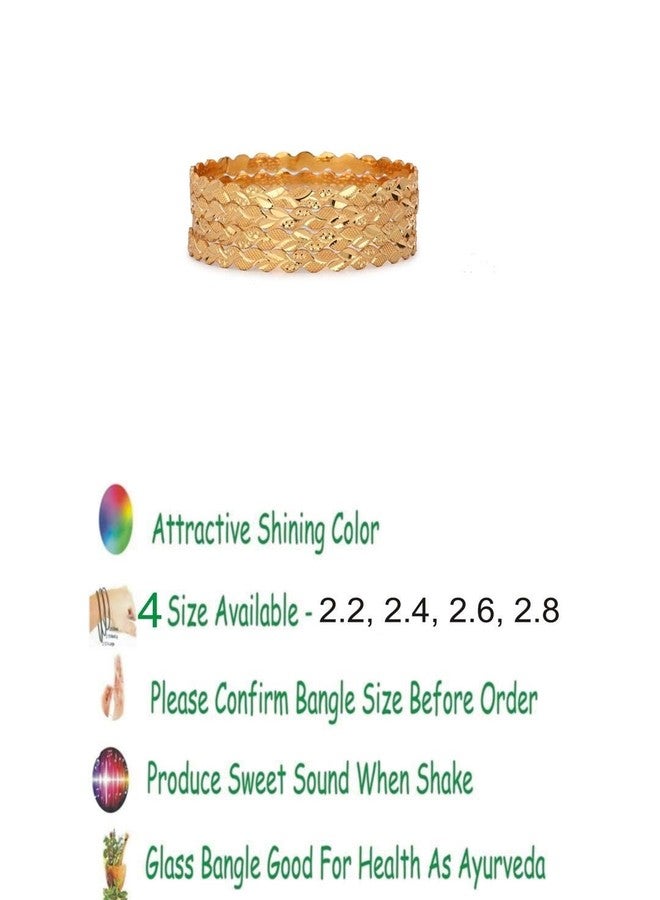 1st Time Stylish Brass Bangle/Kada- Perfect For Party, Celebrations, Wedding & Functions, Gold, Pack Of 4- C7 - Image 5
