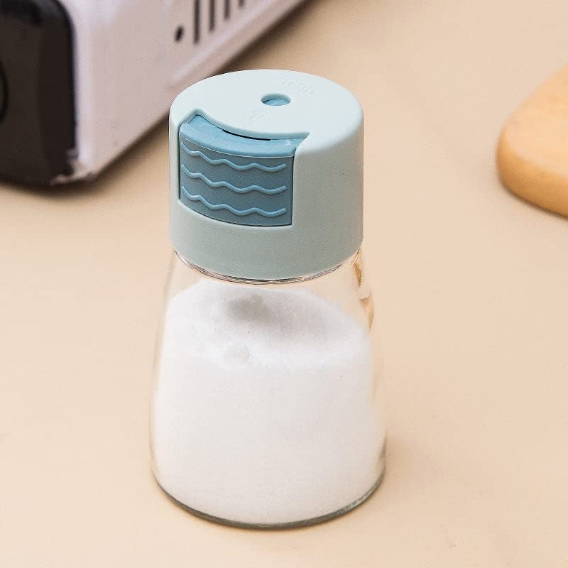 KPS KPS Salt Control Seasoning Bottle MoistureProof Dispenser AirTight Clear Glass with Press Button Refillable MultiFunction Easy Clean Pack of 1 PushType Output for Cumin PowderChiliSugar  - Image 1