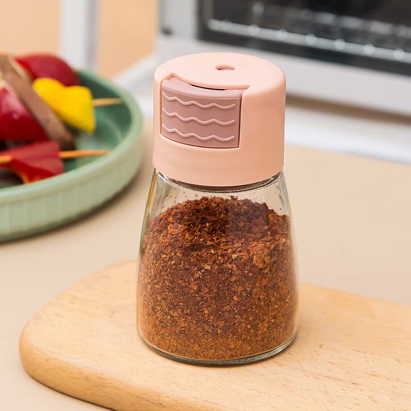 KPS KPS Salt Control Seasoning Bottle MoistureProof Dispenser AirTight Clear Glass with Press Button Refillable MultiFunction Easy Clean Pack of 1 PushType Output for Cumin PowderChiliSugar  - Image 4