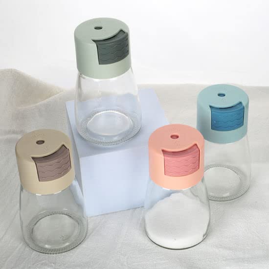 KPS KPS Salt Control Seasoning Bottle MoistureProof Dispenser AirTight Clear Glass with Press Button Refillable MultiFunction Easy Clean Pack of 1 PushType Output for Cumin PowderChiliSugar  - Image 2