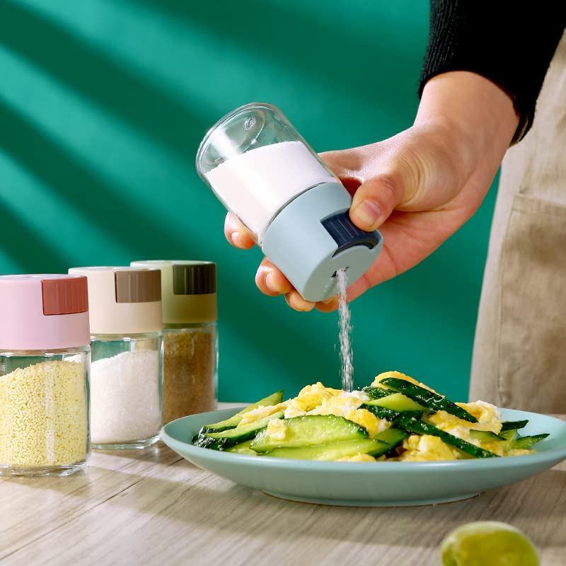 KPS KPS Salt Control Seasoning Bottle MoistureProof Dispenser AirTight Clear Glass with Press Button Refillable MultiFunction Easy Clean Pack of 1 PushType Output for Cumin PowderChiliSugar  - Image 5