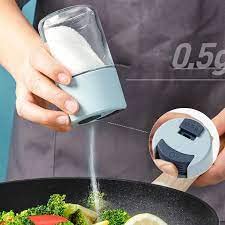 KPS KPS Salt Control Seasoning Bottle MoistureProof Dispenser AirTight Clear Glass with Press Button Refillable MultiFunction Easy Clean Pack of 1 PushType Output for Cumin PowderChiliSugar  - Image 3