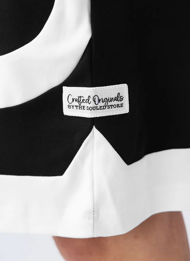 The Souled Store  The Souled Store Men Regular Fit Colourblocked Black Shorts  | Best Price UAE