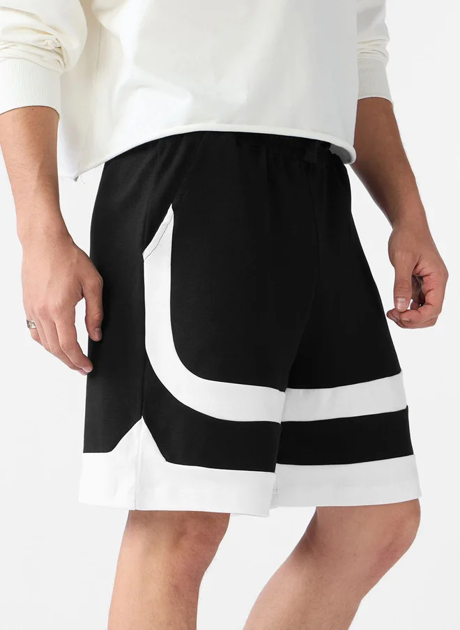 The Souled Store The Souled Store Men Regular Fit Colourblocked Black Shorts