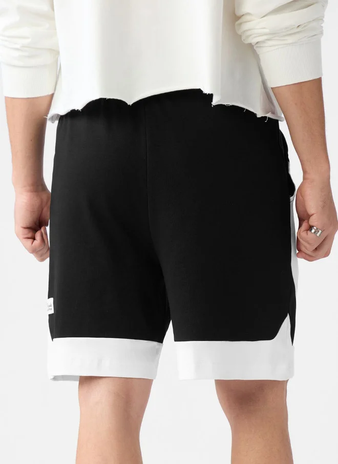The Souled Store  The Souled Store Men Regular Fit Colourblocked Black Shorts  | Best Price UAE
