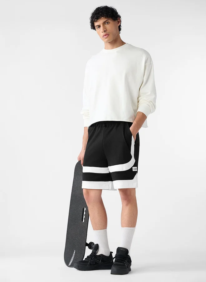 The Souled Store  The Souled Store Men Regular Fit Colourblocked Black Shorts  | Best Price UAE
