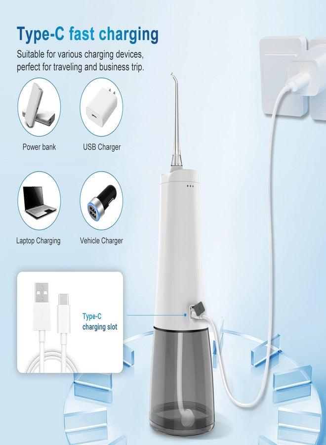 JNGOODS Cordless Water Dental Flosser Oral irrigator,JNGOODS 300ml Rechargeable Water flosser for Teeth IPX7 Waterproof 4 Modes Portable Oral Irrigator with 4 Jet Tips, Travel Home use (White) - Image 5