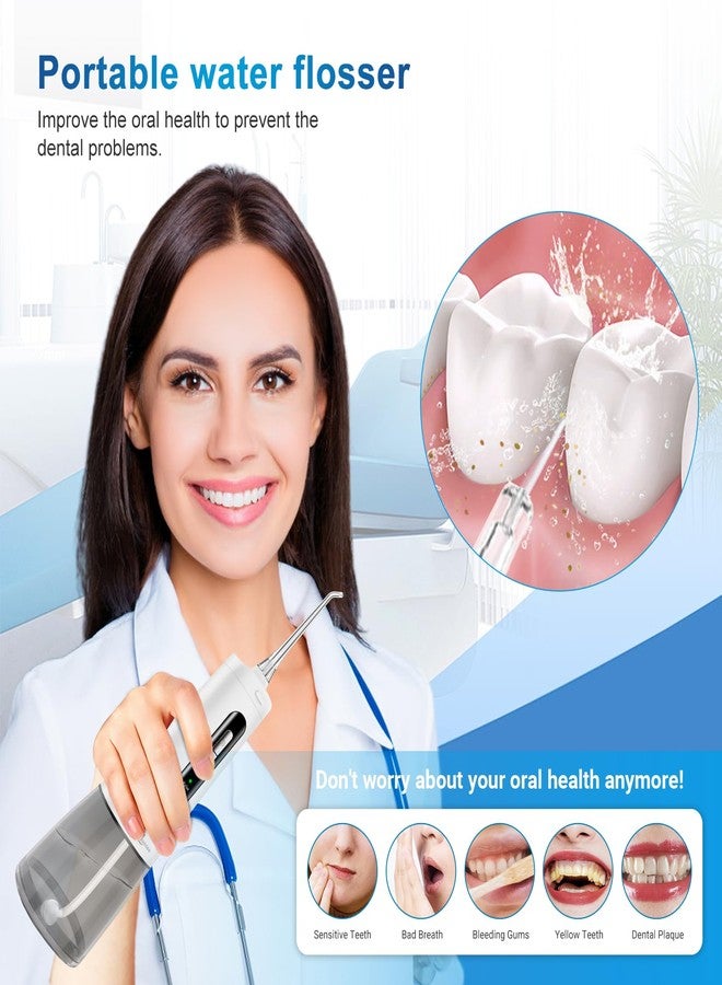 JNGOODS Cordless Water Dental Flosser Oral irrigator,JNGOODS 300ml Rechargeable Water flosser for Teeth IPX7 Waterproof 4 Modes Portable Oral Irrigator with 4 Jet Tips, Travel Home use (White) - Image 2