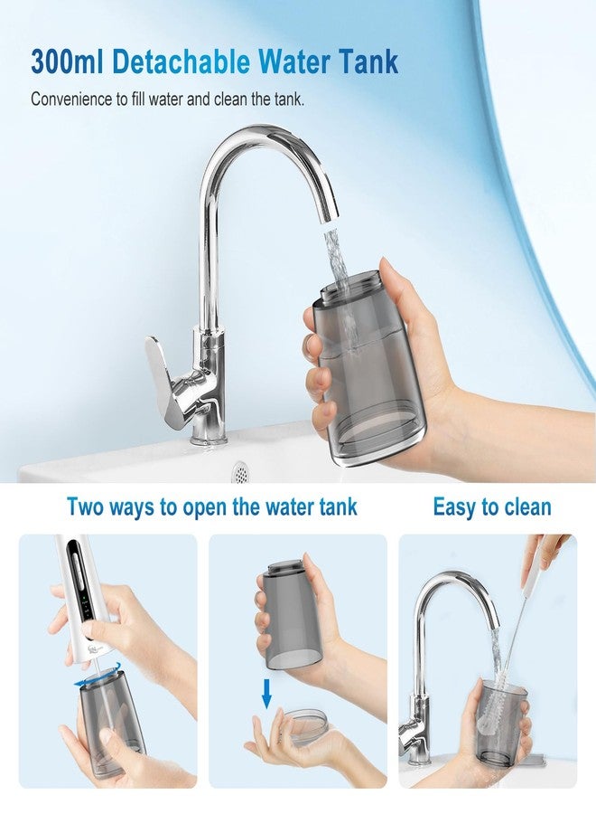 JNGOODS Cordless Water Dental Flosser Oral irrigator,JNGOODS 300ml Rechargeable Water flosser for Teeth IPX7 Waterproof 4 Modes Portable Oral Irrigator with 4 Jet Tips, Travel Home use (White) - Image 4
