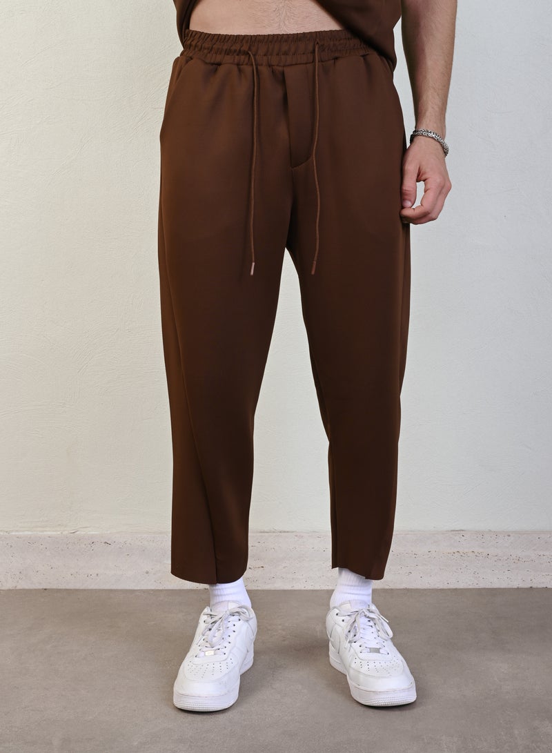 Marrakech Drawstring Casual Trousers for Men – Brown - Image 1