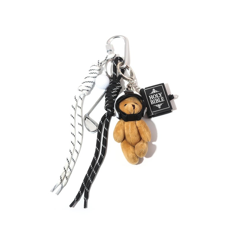 SORGERLY Tote Bag Purse Charms for Handbags - Cute Bear Golf and Bible Backpack Charm Keychain, Rope Paracord Accessories - Designer Gift for Women (Bear Golf and Bible) - Image 1