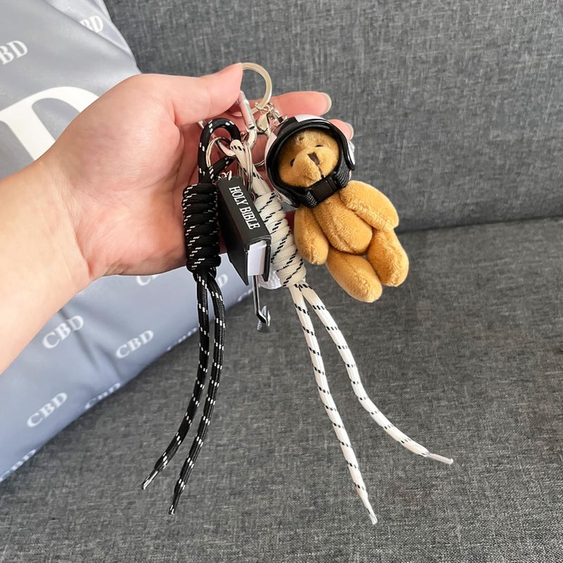SORGERLY Tote Bag Purse Charms for Handbags - Cute Bear Golf and Bible Backpack Charm Keychain, Rope Paracord Accessories - Designer Gift for Women (Bear Golf and Bible) - Image 2