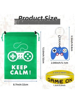 Mtlee 36 Pieces Video Game Party Favors Set Include Gamer Party Favor Bags With Drawstring Silicone Bracelets Wristbands Game Controller Keychains For Boys Girls Gaming Birthday Party Supplies Decorations  - Image 3