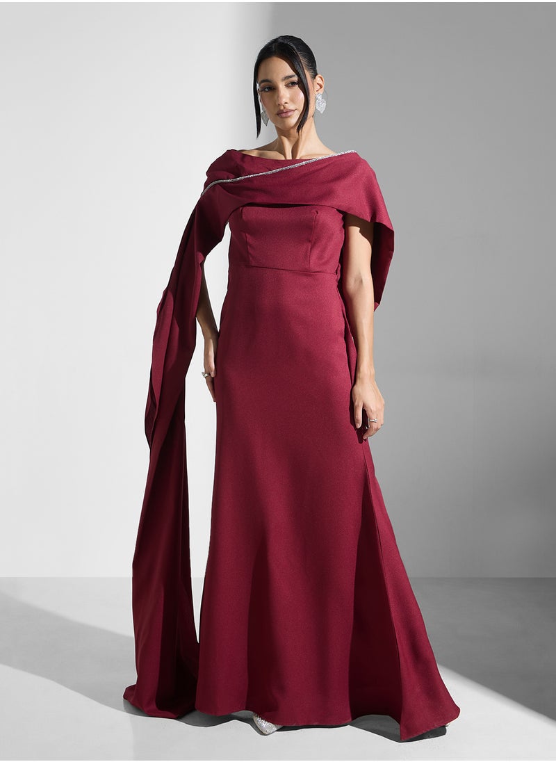 Iyra Boat Neck Cape Sleeve Dress  - Image 1